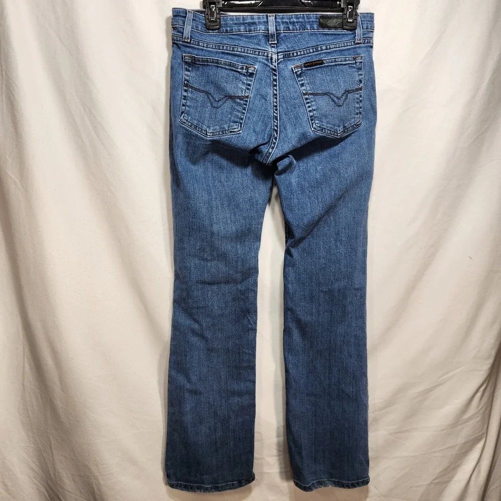 Harley Davidson Womens Size 6 Regular Dark Wash Denim‎ Blue Jeans - Picture 2 of 7